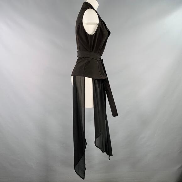 LA HAINE Size M Black Polyester Blend Mixed Fabrics Zip Up Vest - Picture 2 of 6